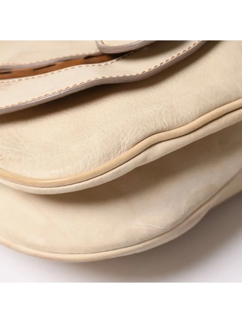 Dior Gaucho Saddle Tote Shoulder Bag Galliano Era Leather Beige